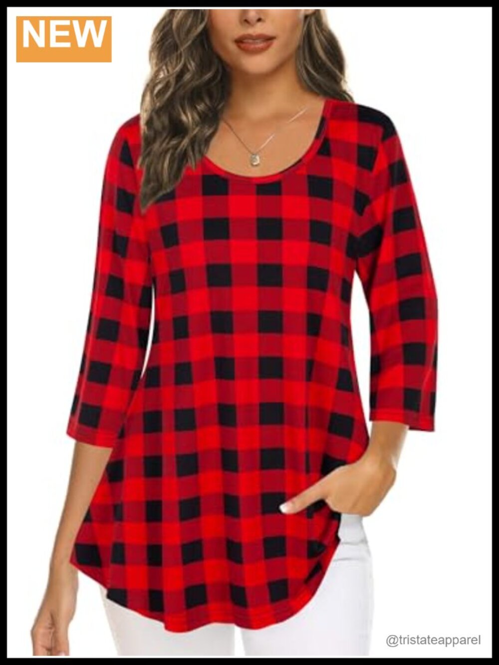 Women's 3/4 Sleeve Tunic Top Business Casual Flowy Loose Fit Blouse